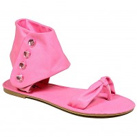 Sandals - 6-pair Leather Like Ankle Cuff - Hot Pink - SL-C1023HPK